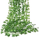 E-HAND Artificial Hanging Vine Leaf Garland Ivy Flower Fake Silk Leaves Greenery Wedding Kitchen Wall Garden Foliage Home Outdoor Party Festival Decor Wholesale 84 Ft
