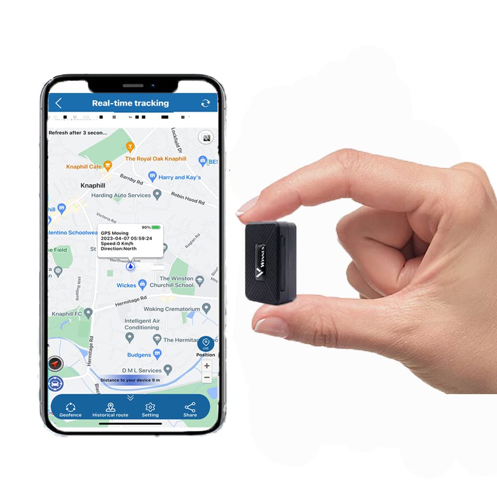 Small Location Positioning Winnes TK913 4G Mini GPS Tracker Magnetic Car Tracker Devices no Subscription Anti Theft Anti-lost GPS Tracker for kids, Bike, Car, Suitcase, App Easy to Use