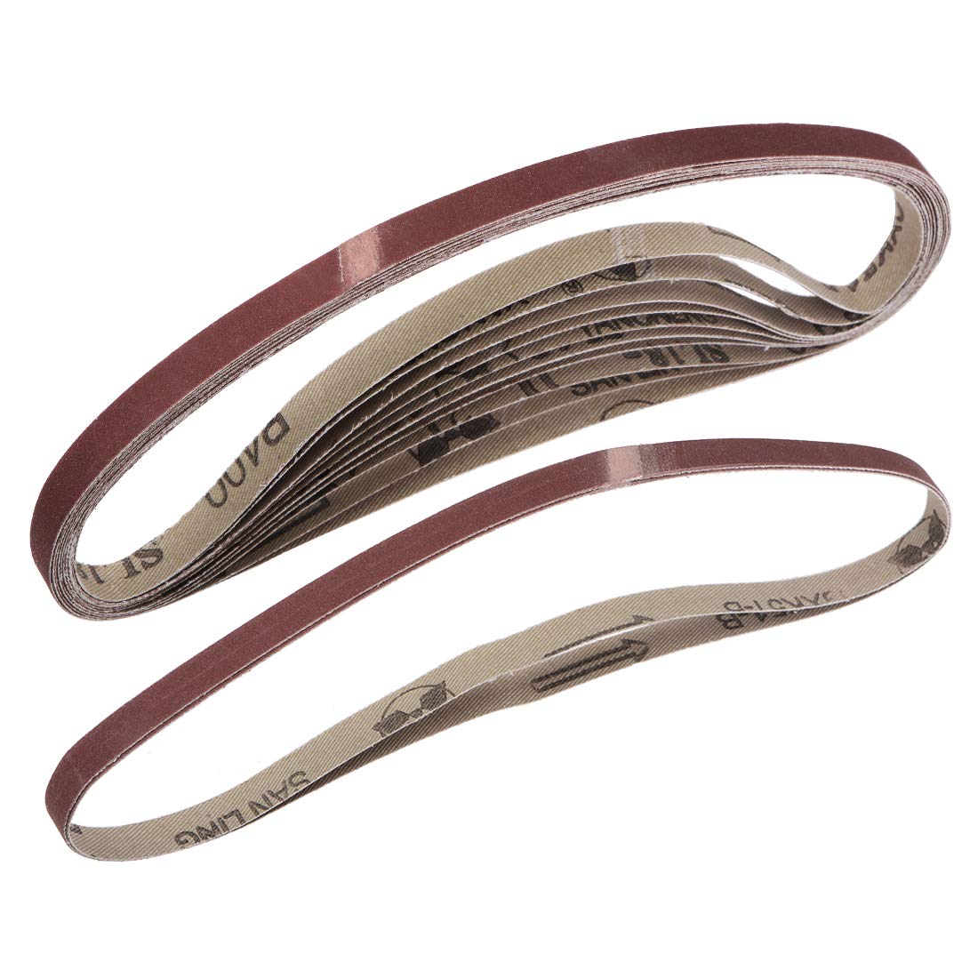sourcing map 3/8-inch X 21-inch(9mm X 533mm) Sanding Belt 400 Grit Aluminum Oxide 12pcs