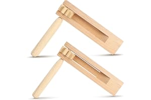 JUMPLAWN Lot de 2 outils traditionnels en bois Matraca à cliquet pour castagnette, instrument de musique d'éducation précoce