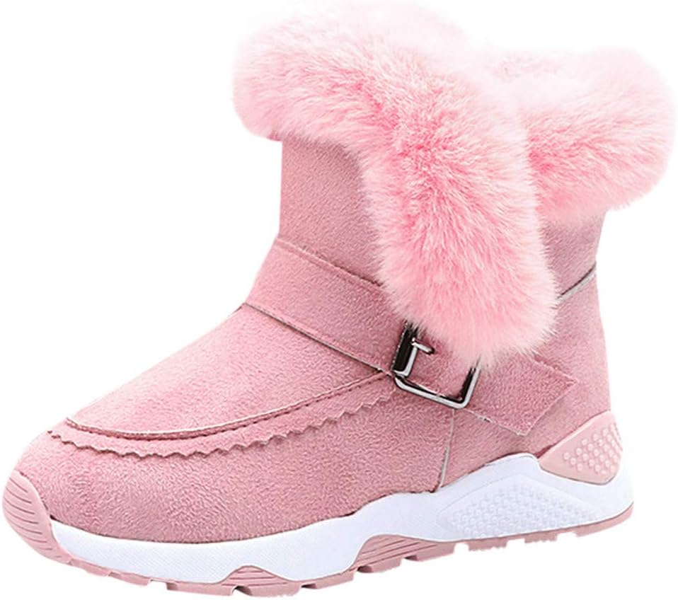Kasien Baby Shoes, Kids Baby Infant Boys Girls Child Fur Flock Winter Bootie Warm Snow Shoes Boots