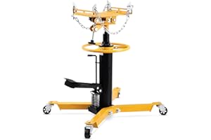 Iglobalbuy Transmission Jack Lift 1600lbs with Dual Spring Loaded Pedal, 2 Stage Adjustable Telescoping Transmission Jack, Heavy Duty High Lift Trans Jacks Hoist, 34" ~ 68" Lifting Range, Yellow