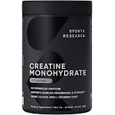 Sports Research&reg; Creatine Monohydrate Powder 5g, Unflavored (100 Servings) | Micronized Creatine Supporting Lean Muscle, Performance &amp; Workout Recovery | Informed Sport, Non-GMO, Gluten-Free