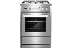 COSMO COS-244AGC 24 in. Nebula Collection 2.73 cu. ft. Gas Range, 4 Burners, Rapid Convection Oven, Cast Iron Grates in Stainless Steel