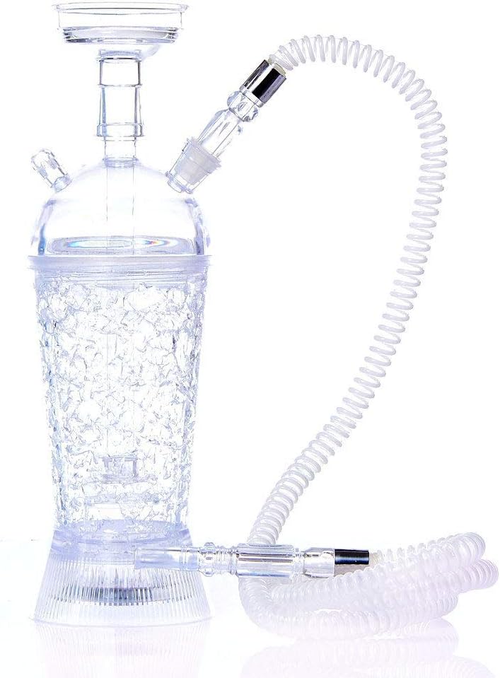 QWERDF Modern Hookah Set with Acrylic Cup LED Light Shisha Big Hose, Glass Hookah Bowl Heat Management System for Smoking Enjoyment Away From Nicotine Poisoning,D