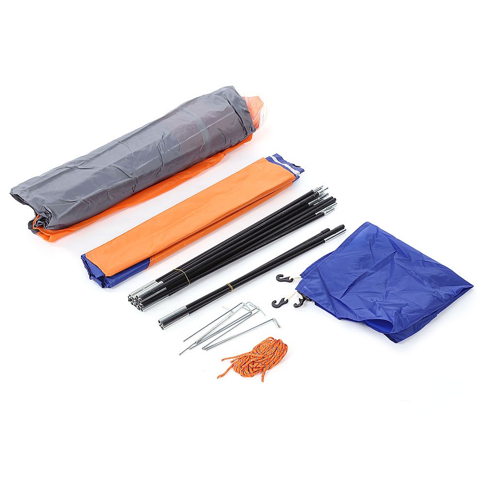 Camping Tent Double Layer 2 Door Backpacking Tents Hiking Shelters 4 Season Family Instant Tent (orange & blue, 3-4 person tent)