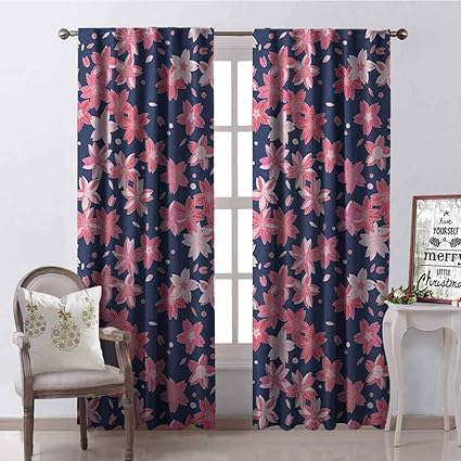 Amazon Com Gloria Johnson Navy And Blush Blackout Curtain