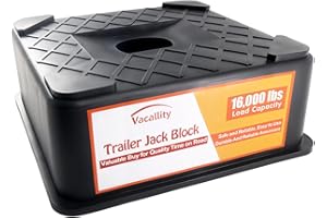 VACALLITY RV Trailer Jack Block, Trailer RV Stabilizer Blocks, 1 Pack Up to 16000 Lbs, Heavy Duty Sturdy Utility Jack Stand for 5th Wheels, Scissor Stabilizer, Round Square Tongue Jack Foot