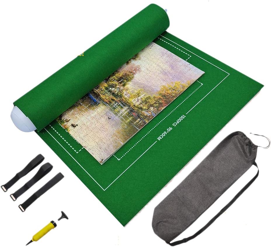 HELEVIA Portable Puzzle Mat Felt Jigsaw Puzzle Roll Mat Puzzle Storage Board Puzzle Saver Jigsaw Puzzle Roll Up Play Mat…