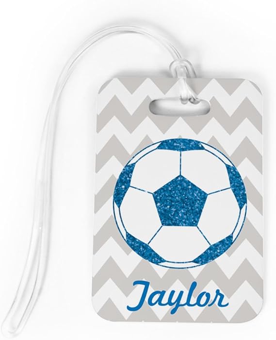 Soccer Luggage & Bag Tag Personalized Glitter Soccer