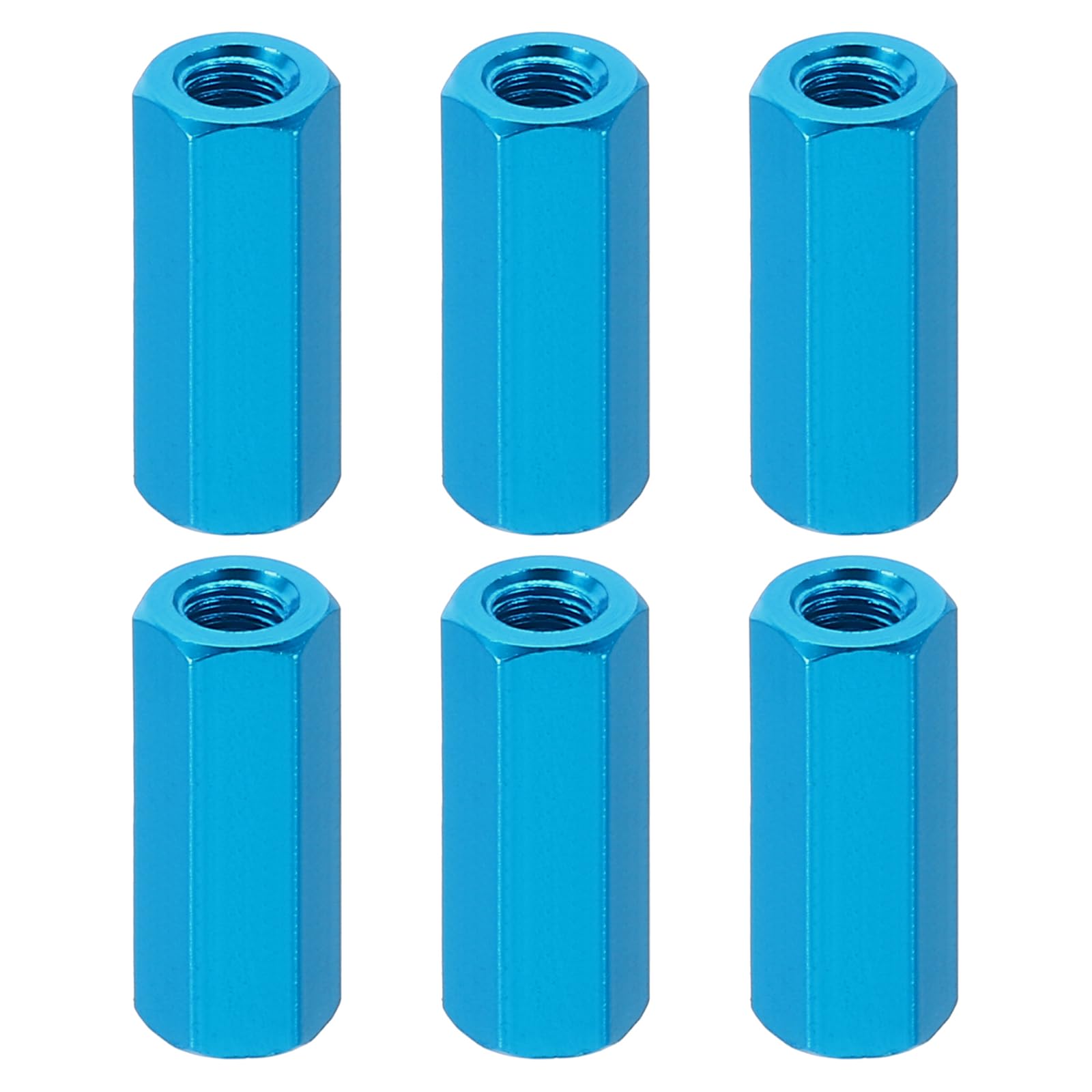 PATIKIL M3 Hex Nuts, 6pcs M3 Threaded Spacers Aluminum 18mm L Female Metal Spacer Screw Standoff for M3 Screw Bolts RC Car Drones Stacks Motherboard, Blue