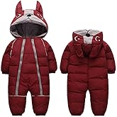 ALLAIBB Toddler Snow Suit Winter Baby Snowsuit Outwear Warm Hood Jumpsuit Convenient Dual-zipper Design For Infant