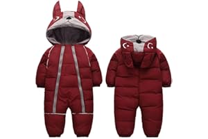 ALLAIBB Toddler Snow Suit Winter Baby Snowsuit Outwear Warm Hood Jumpsuit Convenient Dual-zipper Design For Infant