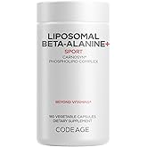 Codeage Liposomal Beta-Alanine Supplement - CarnoSyn Beta-Alanine - 2-Month Supply - Liposomal Delivery - Pre Workout, Post Workout and Sport Supplementation - Non-GMO - 180 Capsules