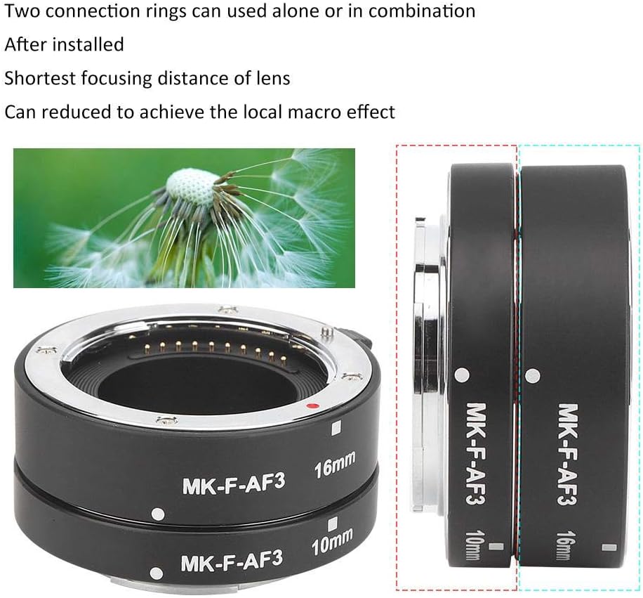 10mm 16mm Camera Extension Tube Auto Fucus Macro Extension Tube Auto Focus AF Macro Lens Ring MK-F-AF3 Plating Compatible for Fuji X Mount Whole Series X-T1 X-T2 X-Pro1 X-Pro2 X-T10 X-A1 etc - Image 5