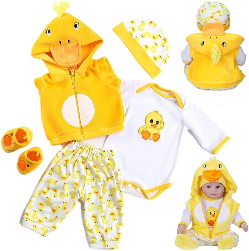 scnbom Reborn Baby Dolls Clothes for 17-22 inch newborn babies Girls Outfits Accesories (Elena 5pcs Set)