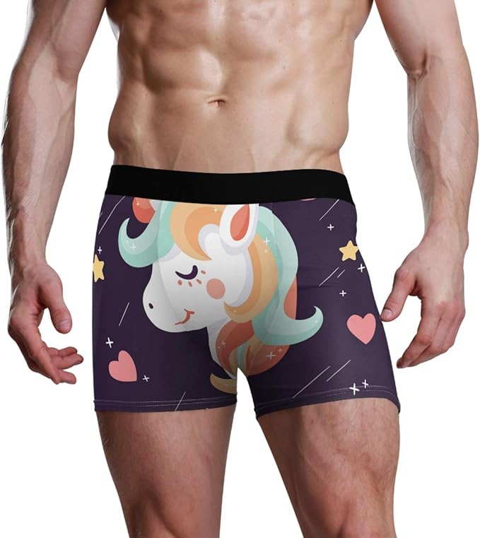Fashion Cute Unicorn Men's Boxer Briefs Trunks Underwear Shorts Male Comfort Underpants Gifts at