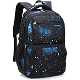 Bansusu Galaxy Kids Backpacks for Boys School, Water-resistant Boys Backpacks Middle School Bags, Black-blue