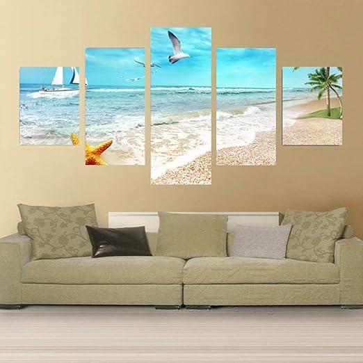 Jbp Max Pared Para Lienzo De Arte Sala De Fotos Living Niza Sala De Estar Decoracion Mural Pintura Playa Gaviotas Lienzo Colgante Pintura 1 2 Amazon Es Hogar