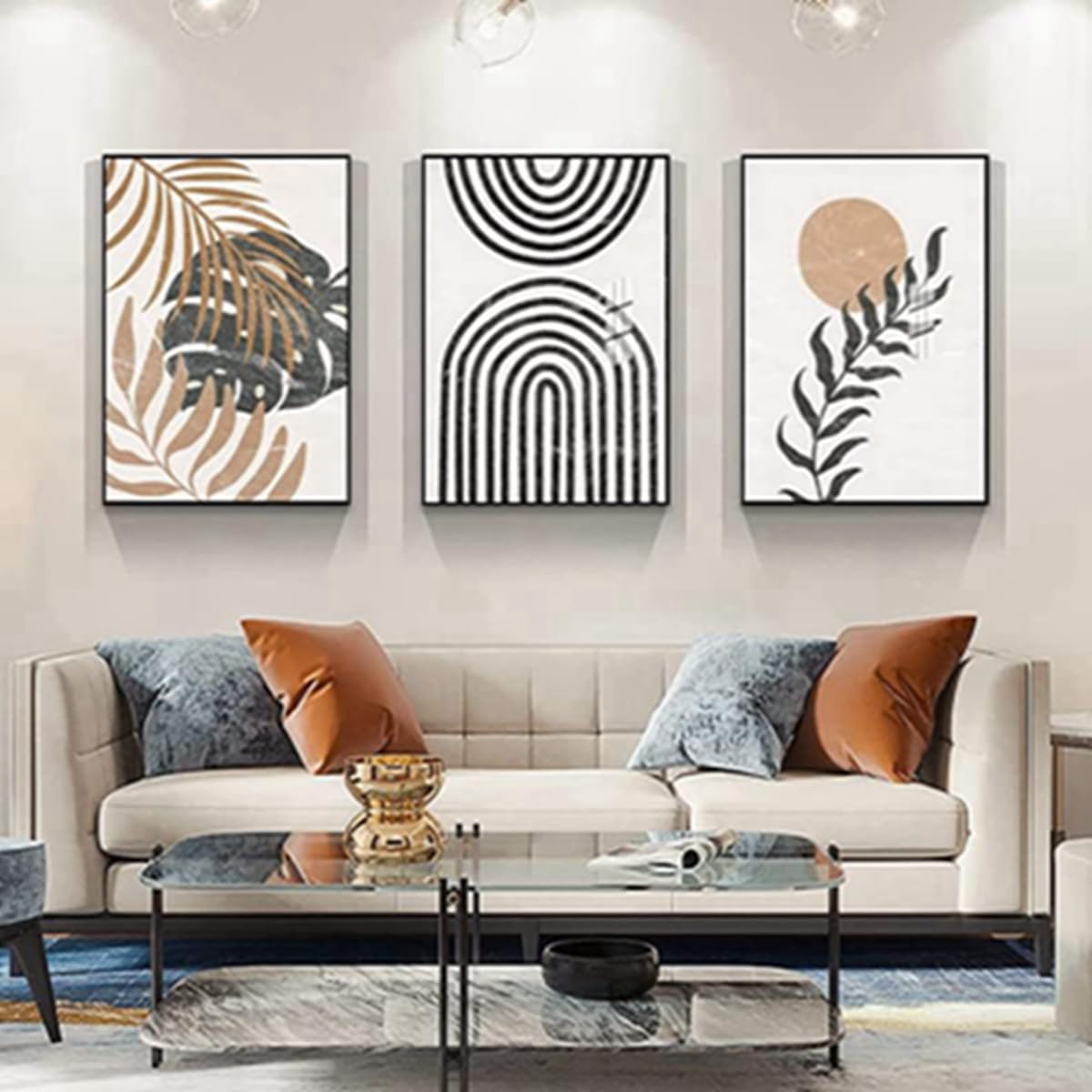JNAOZI Aesthetic Plant Pictures, Boho Decorative Pictures, Modern Abstract Art Wall Pictures, Bohemian Poster Set, Without Frame (Set 05, 60 x 90 cm x 3 Pieces)