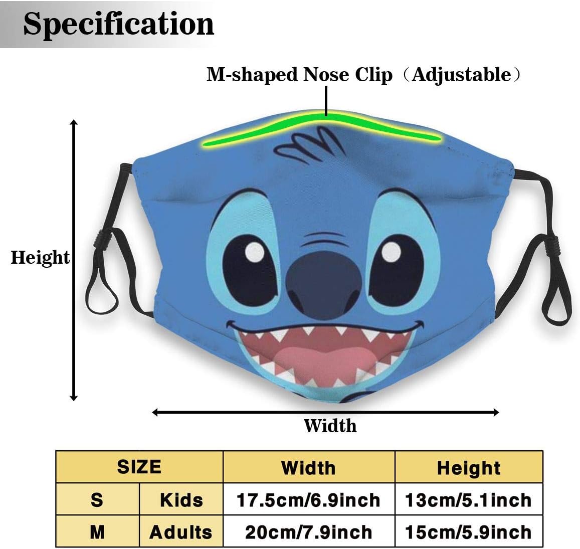Face Mouth Protector Cover - Stitch PM2.5 Activated Carbon Anti-dust Reusable Mouth Guard