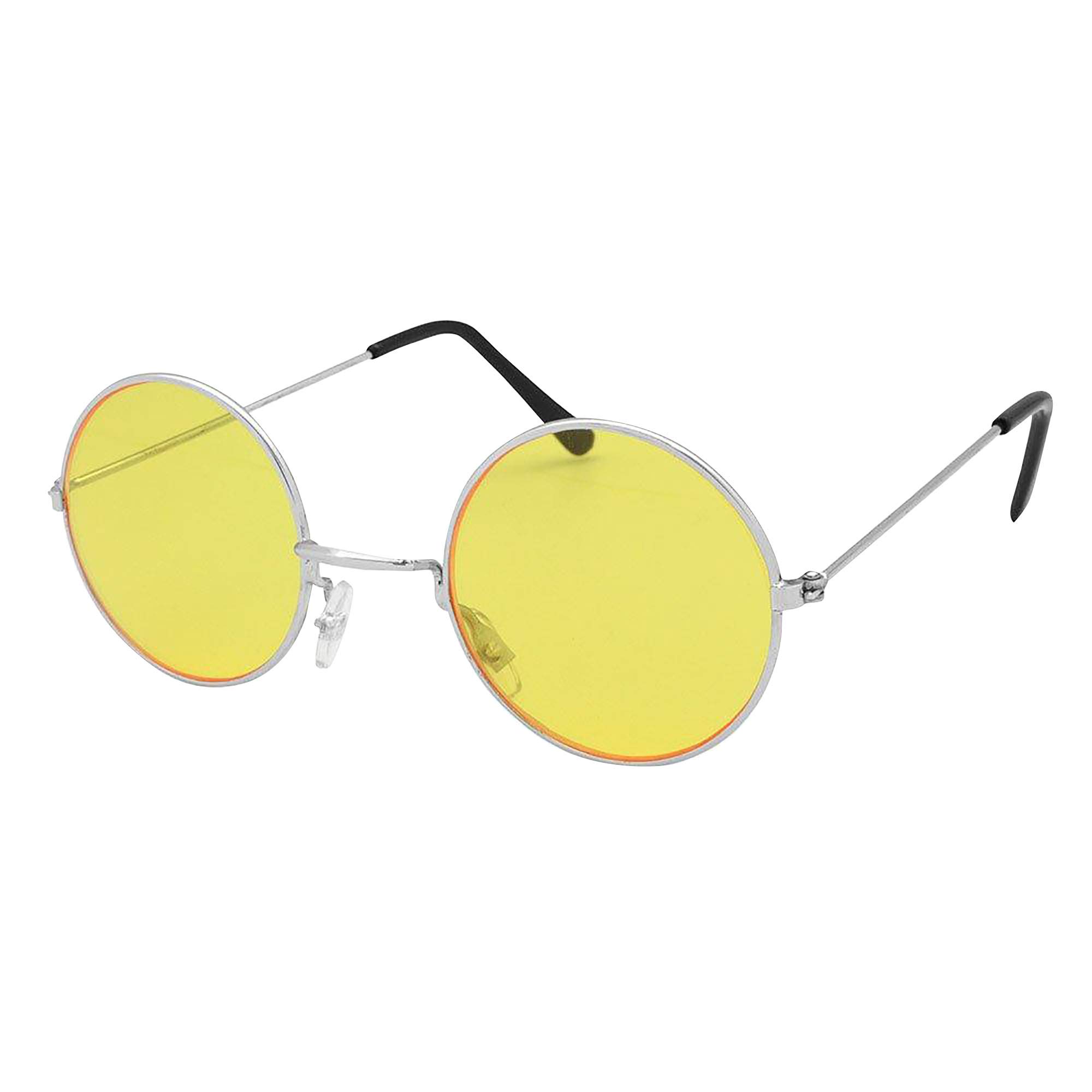 Silver Frame Yellow Lennon Glasses (1 Pc.) - Stylish & Trendy Eyewear Design, Perfect Accessory for Hippie, Music Festivals, World Book Day, & More Halloween Halloween