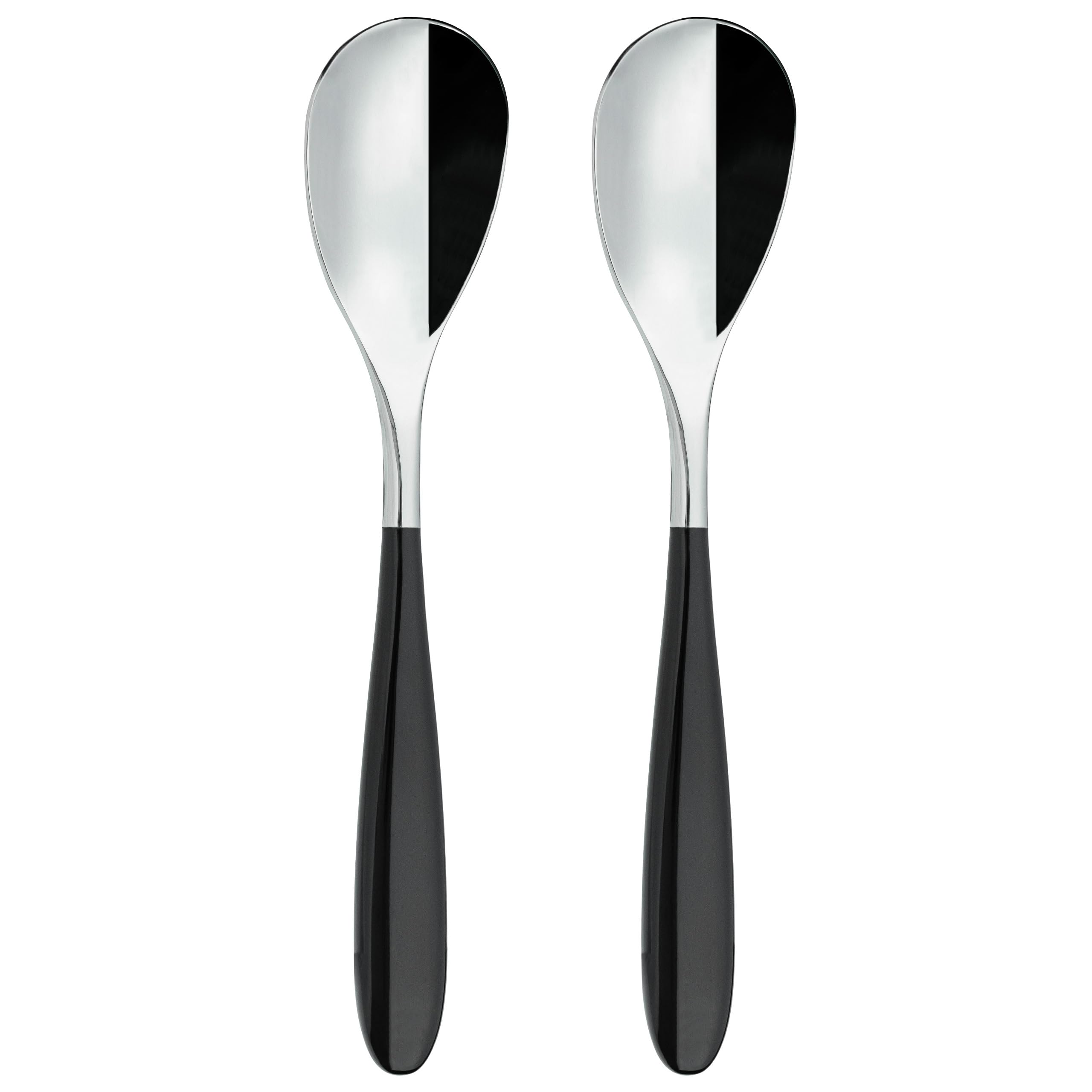 Grunwerg Yin & Yang Dessert Spoons 2DS650BK, 18/10 Stainless Steel, Set of 2, Black
