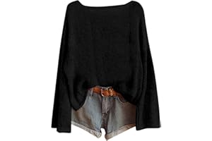 Lightweight Sweaters for Women Boat Neck Long Sleeve Oversized Sweaters Casual Loose Pullover Tops Baggy Fall Shirts