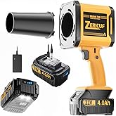 Leaf Blower Cordless with 2×4.0 Ah Battery and Charger[Battery with Outdoor LED Light+Stepless Speed Control] 21V 180MPH Handheld Electric Leaf Blower for Patio & Garden Dust Leaves CleaningCar Wash