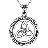Dralox Celtic Knot Necklace for Women Men, S925 Sterling Silver Trinity Knot Pendant with Oxidized Black Design Birthday Anniversary Irish Jewelry Gifts 20"