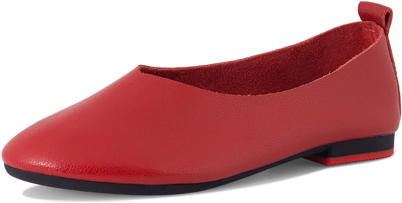 Ruiatoo Women's Slip On Flats Shoes Genuine Leather Comfort Glove Shoes Ballet Flat