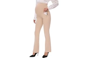 VIMPEP 27"/29"/31" Flare Maternity Yoga Pants Over The Belly Pregnancy Bootcut Strethcy Leggings with Pockets C201