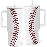 Baseball Tumbler with Handle 24 Oz, Baseball Gifts for Women Men Boys Player Coach Sports Lover, Baseballs Stuff, Stainless Steel Insulated Baseballs Coffee Mug Cup
