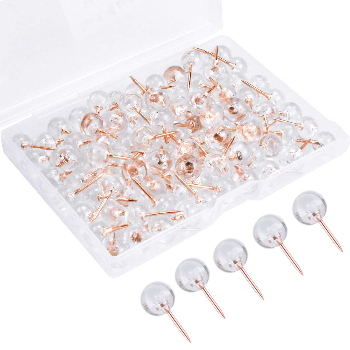 Fodlon 100pcs Push Pins for Cork Board, Pinboard, Wall Maps, Notice Board, Decorative Drawing Pins for Wood, Crafting