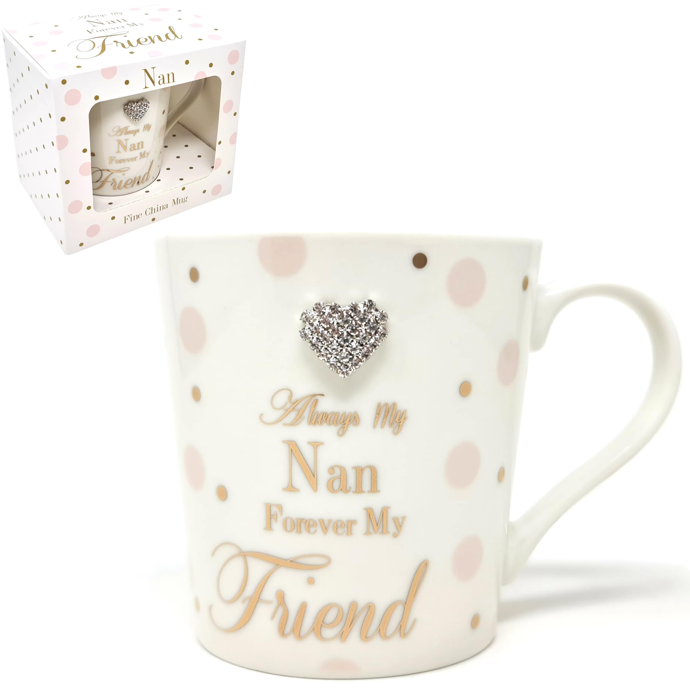 The Leonardo Collection Mad Dots Always My Nan Mug | Elegant Bone China Coffee Cup for Tea, Coffee & Hot Drinks | Stylish Gift Mug for Grandmother | Perfect Birthday, Christmas & Everyday Gift