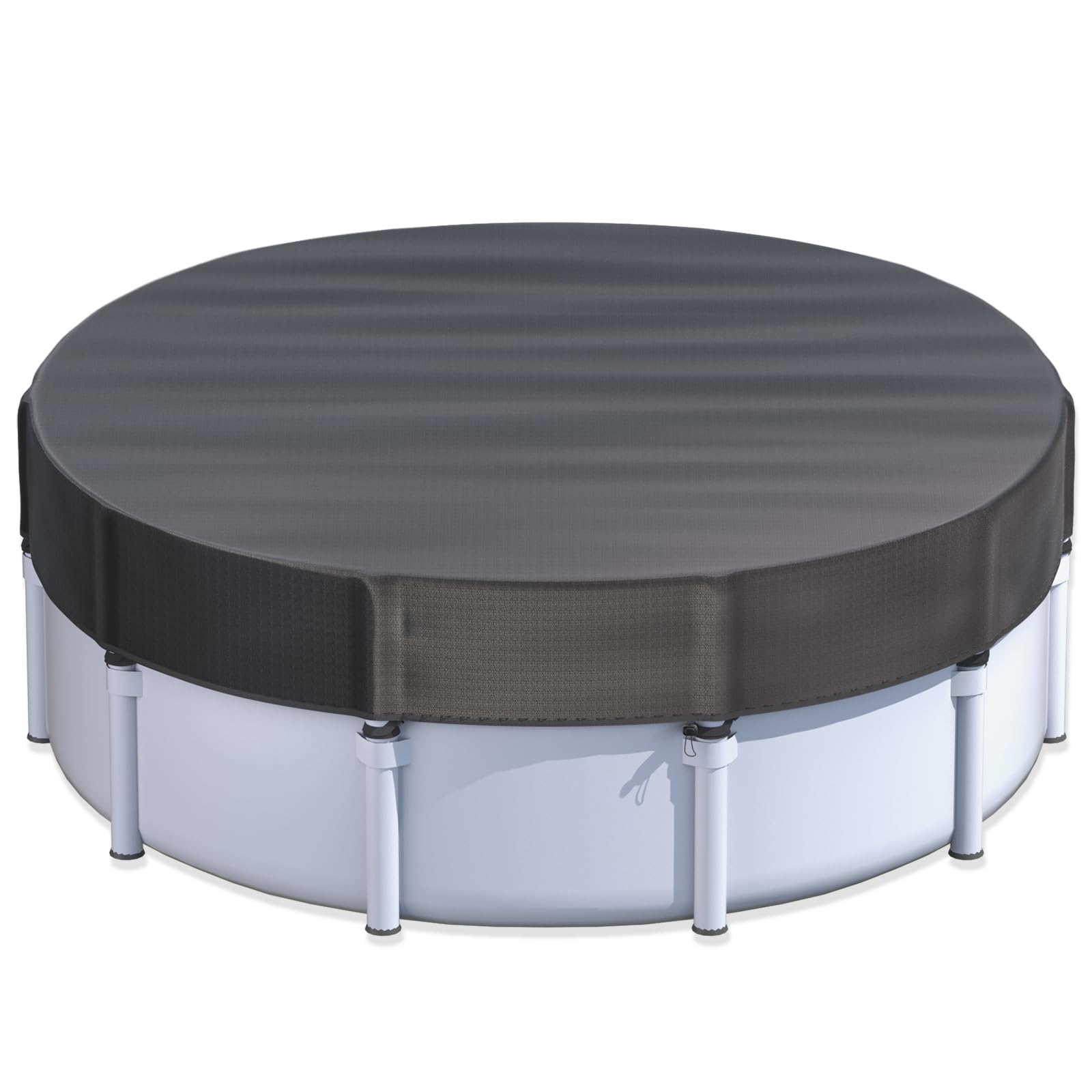 Photo 1 of 12 ft Round Pool Cover for Metal Frame Above Ground Pools, Winter Pool Cover - Upgraded Windproof Design Compatible with Intex/Bestway Frame Above Ground Outdoor Swimming Pool (Black)