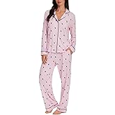 U.S. Polo Assn. Womens Pajama Set Long Sleeve Button Up Top and Pajama Pants