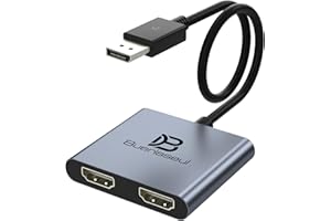 DisplayPort to Dual HDMI Adapter 4K@60Hz, DisplayPort Splitter for Dual HDMI Monitors, Supports Extended Display SST/MST Hub,
