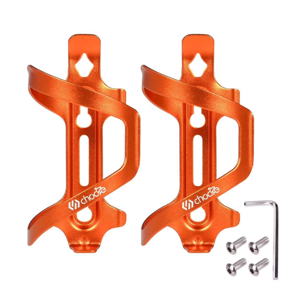 Chooee Bicycle Water Bottle Cage,Aluminum Bike Water Bottle Holder for Road Bikes Mountain Bikes 2-Pack Orange