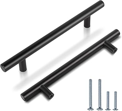 15 Pack 128mm Kitchen Cabinet Handles Black Cupboard Door Pulls Stainless Steel T Bar Kitchen Handles Amazon Co Uk Diy Tools