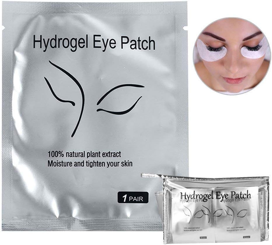 100 Pairs Eyelash Extension Gel Patches Kit, Lash Extension Lint Free Under Hydrogel Eye Mask Pads Beauty Tool with Transparent Cosmetic Bag
