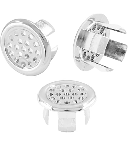 VRSS 6-Claw Sink Overflow Cover Rings - Brushed Nickel, 6 Pack, Fits 22-25mm Holes For Bathroom & Kitchen