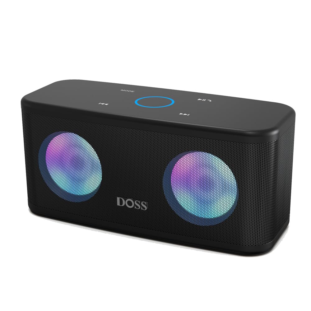 Photo 1 of DOSS Bluetooth Speaker with 16W HD Sound and Deep Bass, Touch Control, Bluetooth 4.2, LED Lights, Wireless Stereo Pairing, 20H Playtime, Wireless Speaker for Home, Outdoor-Black