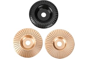 YSGLORY Tungsten Carbide Grinding Wheel Disc, 3 Pieces 4 Inch 5/8 Inch Bore Wood Carving Disc Wood Shaping Wheel Wood Grinding Shaping Disc for Wood Cutting Shaping Polishing, Gold and Black