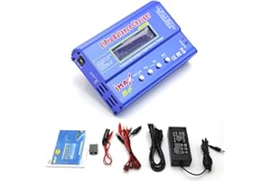Havcybin IMAX B6 80W Lipo Battery Balance Charger 6A Discharger, RC Hobby Lipo NiMh Li-ion Ni-Cd Digital Lipro Balance Charger Discharger + AC Power 12V 5A Adapter for Rc Car RC Hobby (Blue)