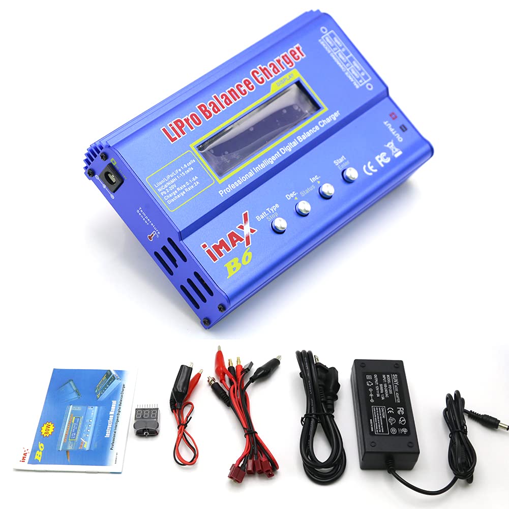 B6 Lipo Battery Balance Charger 80W 6A - Multi-Function Charger For RC Hobby Batteries