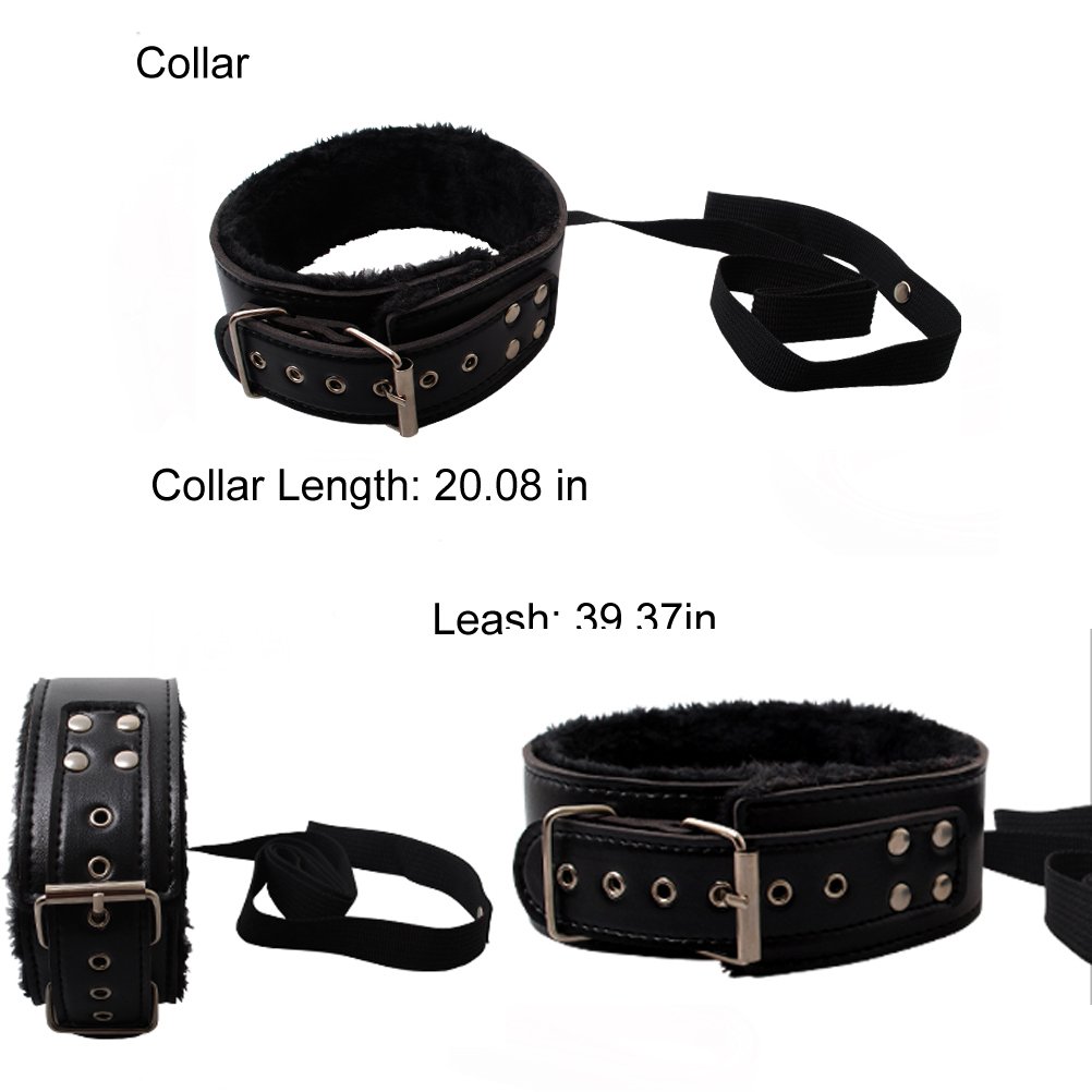 7PCS SM Bondage Restraints Sex Kit Adult Sex Game Tools Black Sex Accessories Blindfold, Breathable Mouth Ball, Neck Collar,Handcuffs,Ankle Cuffs, Soft Leather Whip, Bondage Rope Submissive Tool