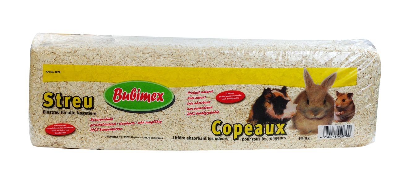 Bubimex - Wood Chips - Rodent Litter - Rabbit, Hamster, Guinea Pig, Mice, Guinea Pig - 100% Natural, Biodegradable, Soft, Untreated, Highly Absorbent, Odour Neutralises - 1 kg