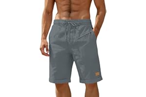 takaeys Mens Shorts Casual Summer Linen Pants Beach Vacation Solid Shorts Breathable Cozy Lightweight Shorts with Pockets