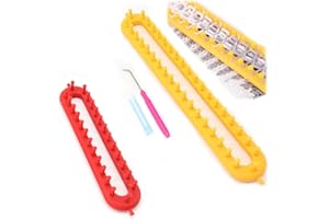 HZXMKB Knitting Loom Kit With Hook, Long Loom Machine Weaving Set, 2 Looms With Needle, DIY Handmade Making Tools for Girls, 